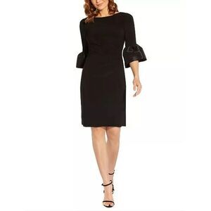 NWT Adrianna Papell Black Plus Size Bell Cuff Draped Jersey Dress 22W 22